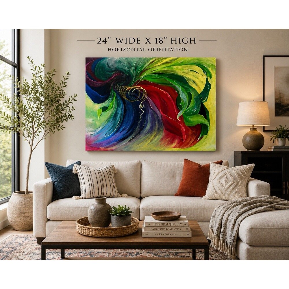 Signed Original Abstract Acrylic Painting on Canvas 24x18 Colorful Modern Art